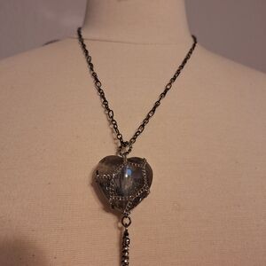 Crystal Silver Heart Pendant Necklace NEW